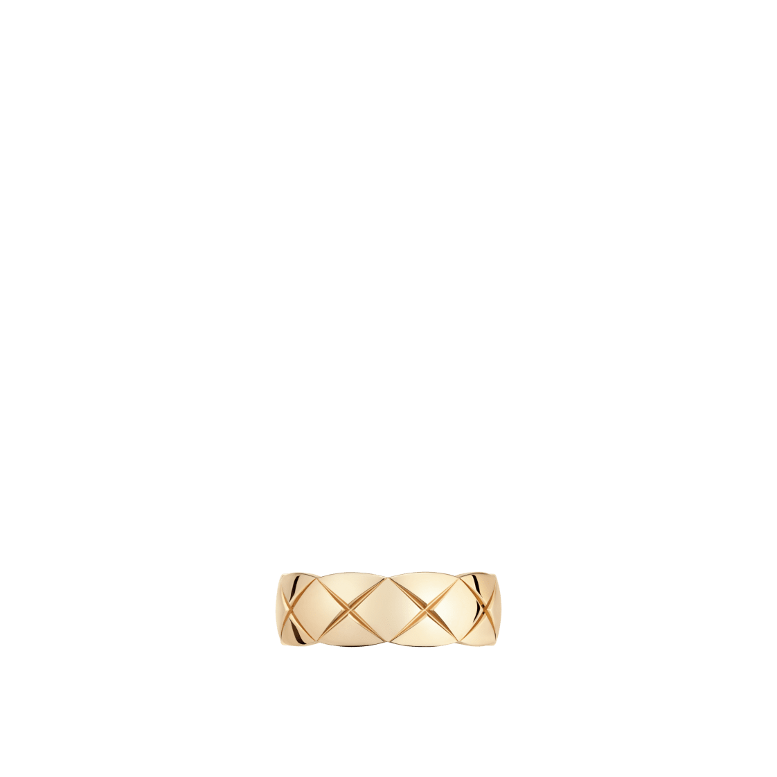 COCO CRUSH RING Quilted motif, small version, Stainless steel and gold plating BEIGE GOLD