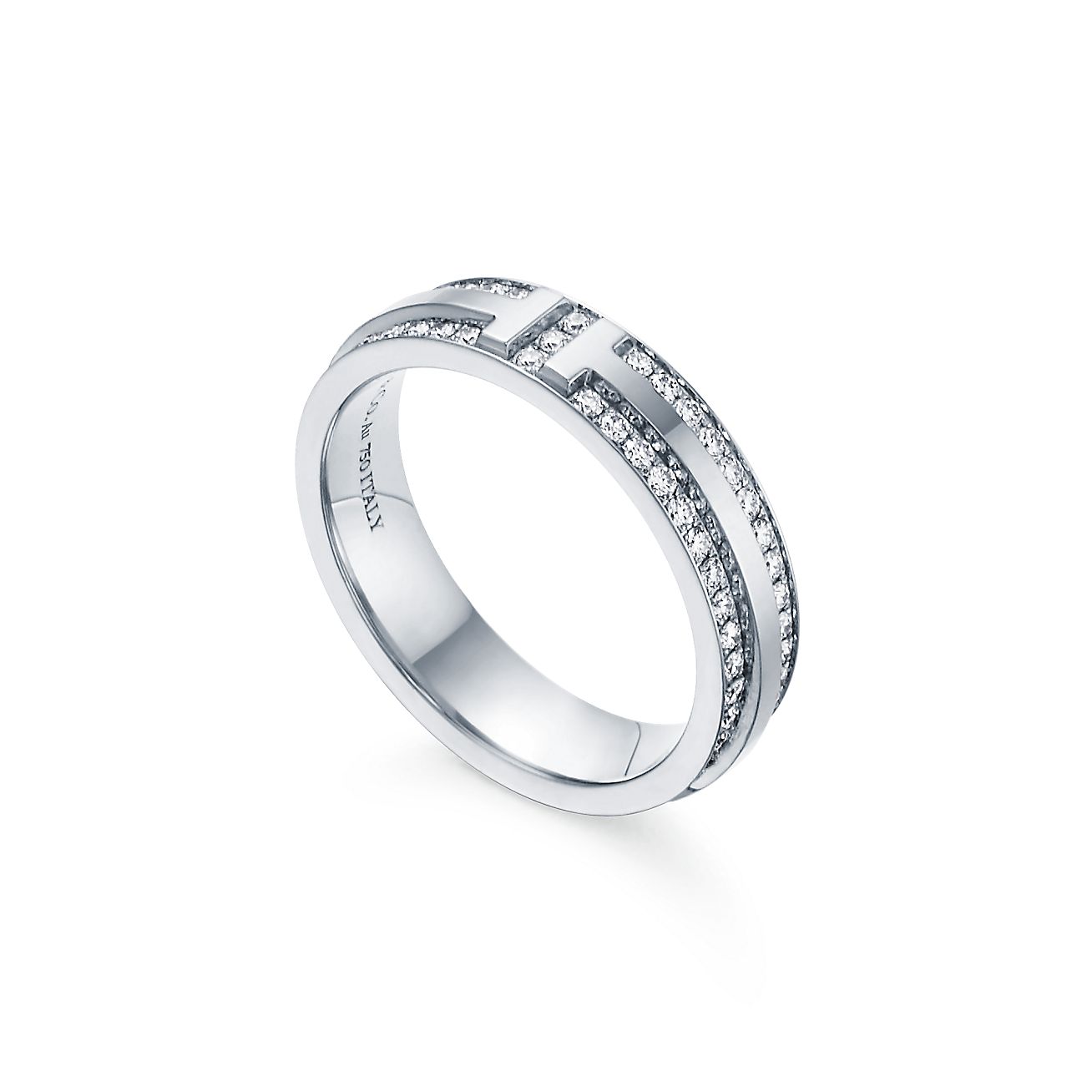 Tiffany & Co. T Narrow Pave Diamond Ring in Stainless steel and gold plating White Gold