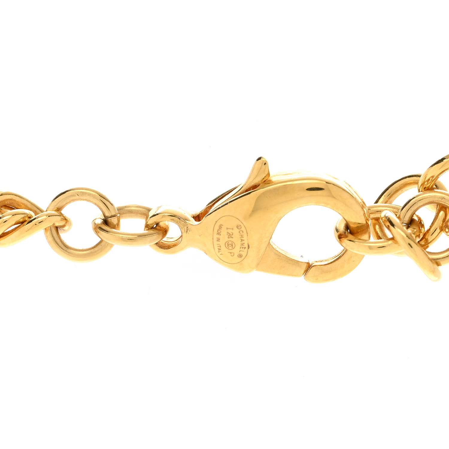 Metal Resin Chain CC No.5 Necklace Gold Blue