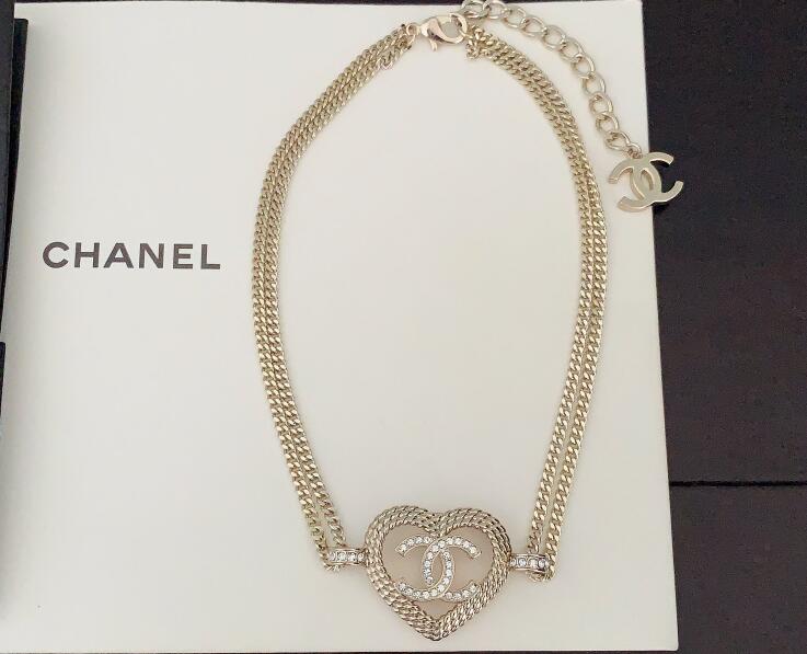 Wheat Heart Peach Heart Hollow Double C Double Chain Necklace