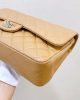 CHANEL Dark Beige Caviar Medium Classic Double Flap Bag