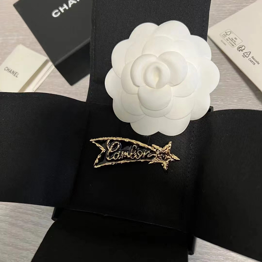 Pentagram Black Double C Brooch