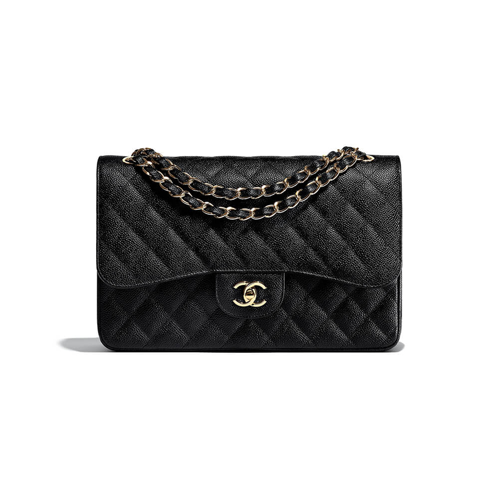 Chanel Large Classic Handbag Grained Calfskin & Gold-Tone Metal A58600