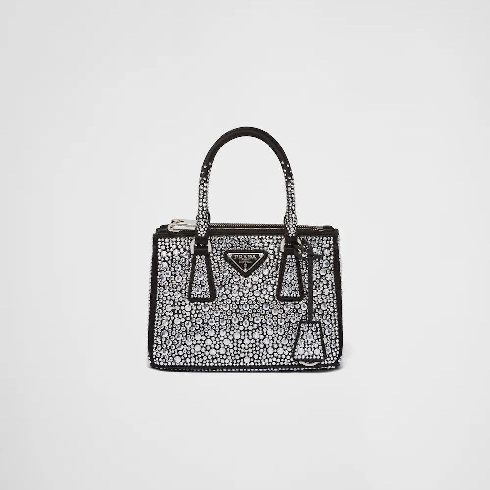 Galleria satin mini-bag with crystals