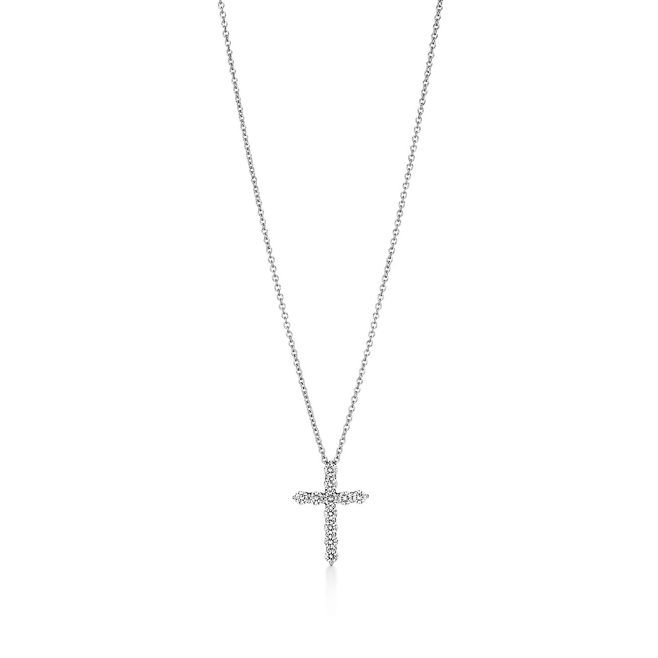 Tiffany & Co. Cross pendant in platinum with diamonds, small.