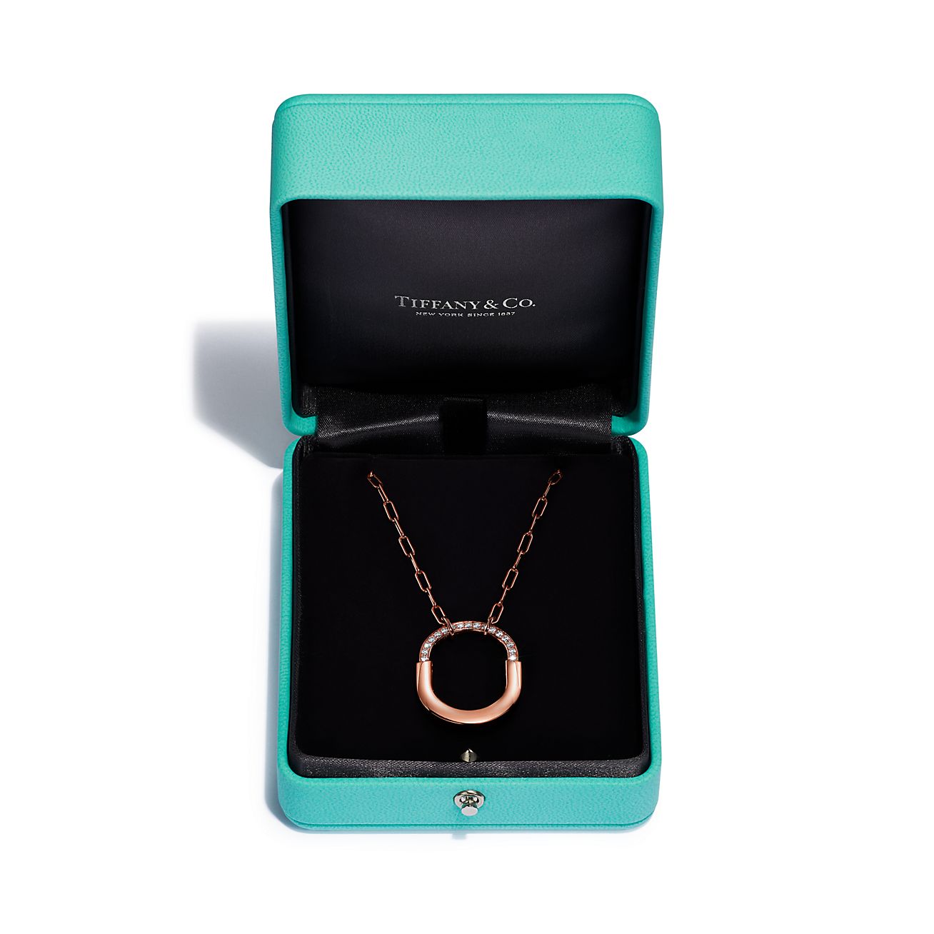 Tiffany & Co. Lock Pendant in Rose Gold with Diamonds, Medium