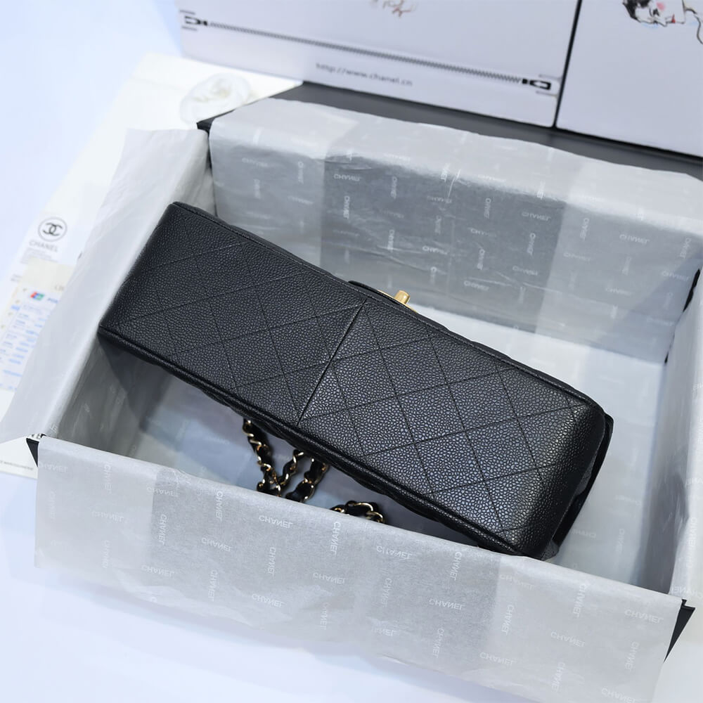 Chanel Large Classic Handbag Grained Calfskin & Gold-Tone Metal A58600