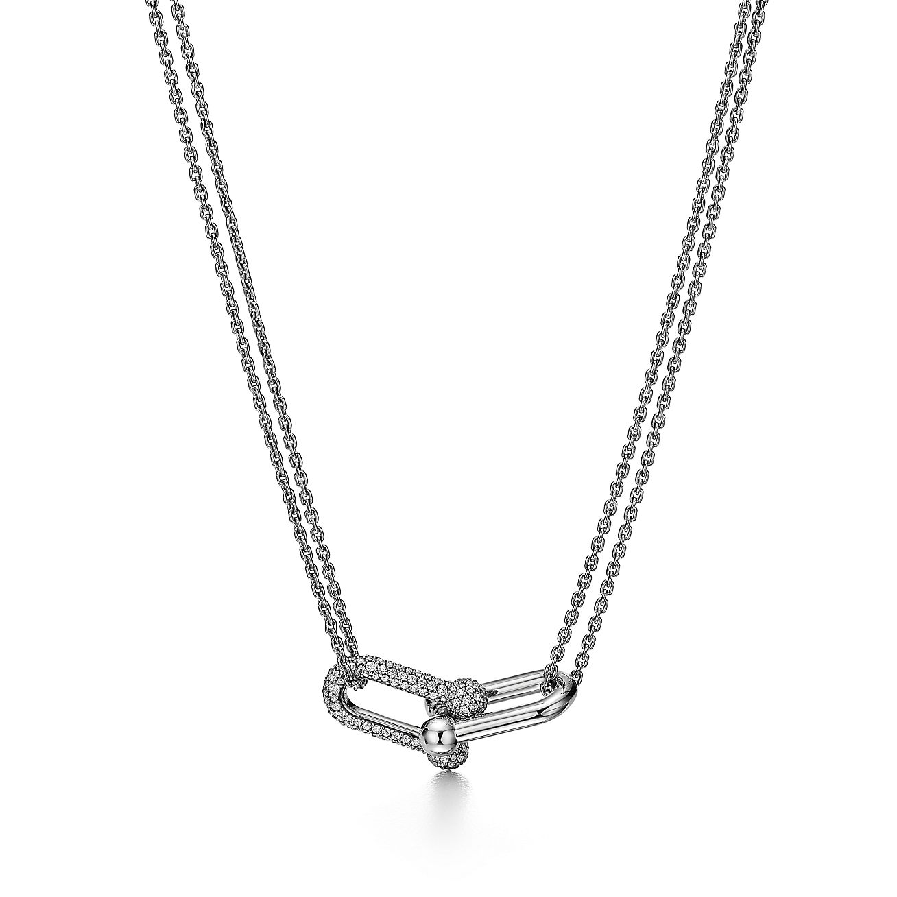 Tiffany & Co. HardWear Link Pendant in White Gold with Pave Diamonds