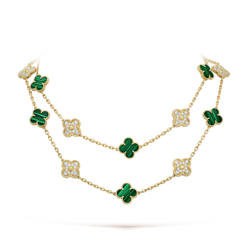 Vintage Alhambra Long Necklace, 20 Charms