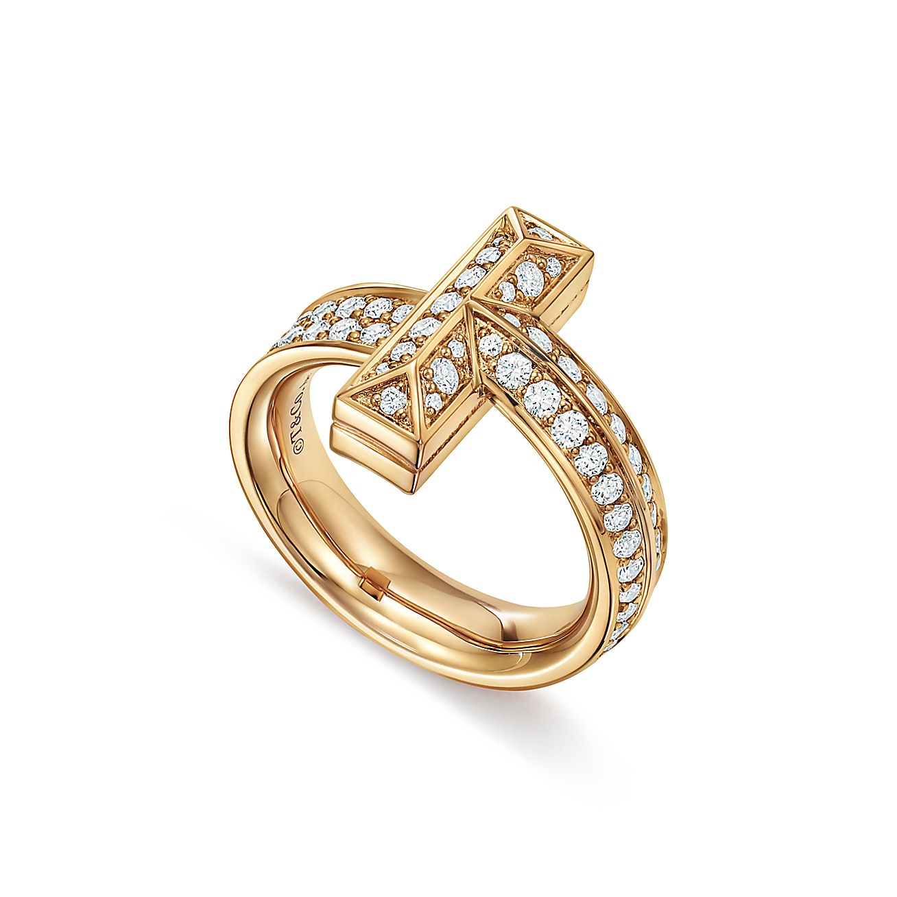 Tiffany & Co. T T1 Ring in Yellow Gold with Diamonds, 4.5 mm Wide