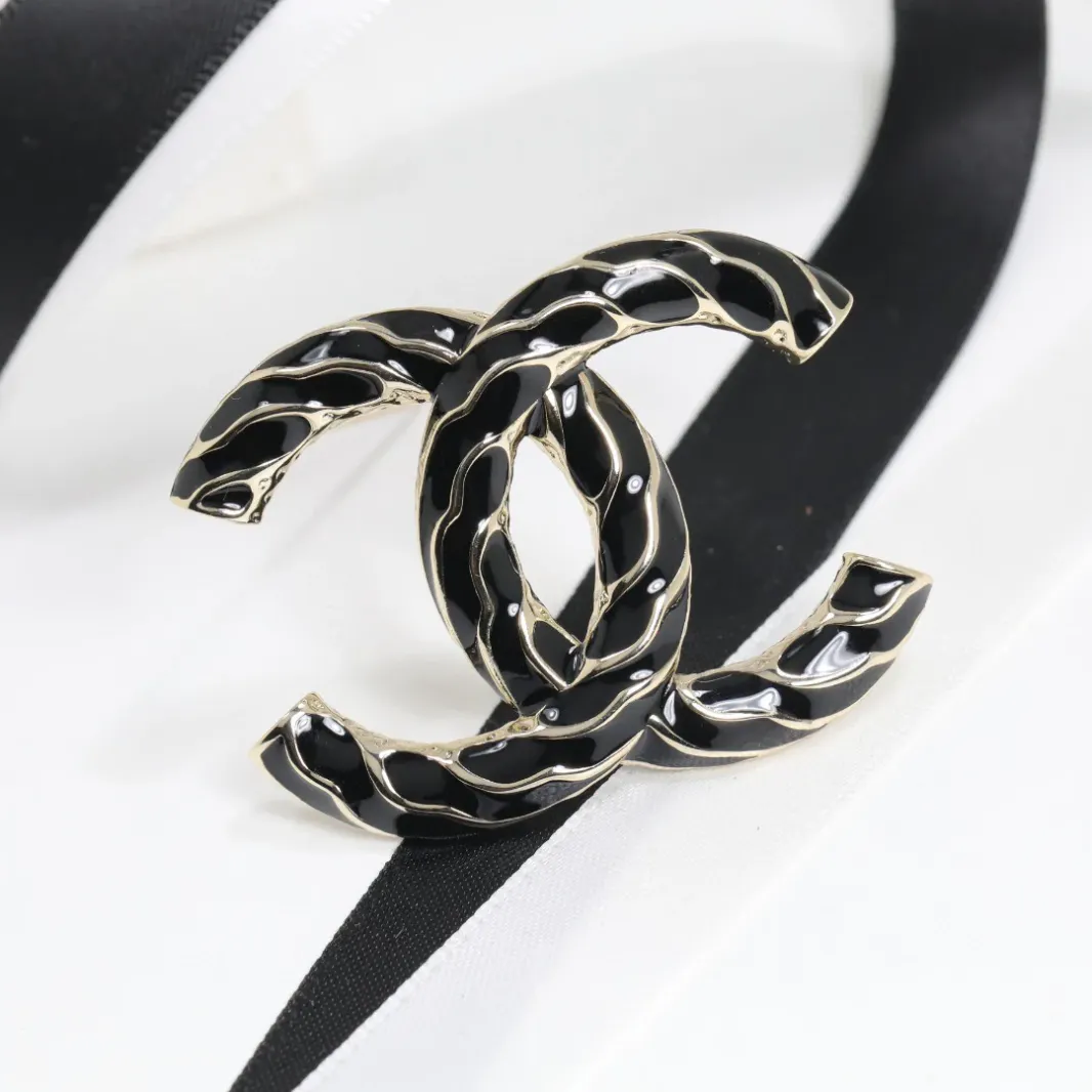 Black Double C Brooch