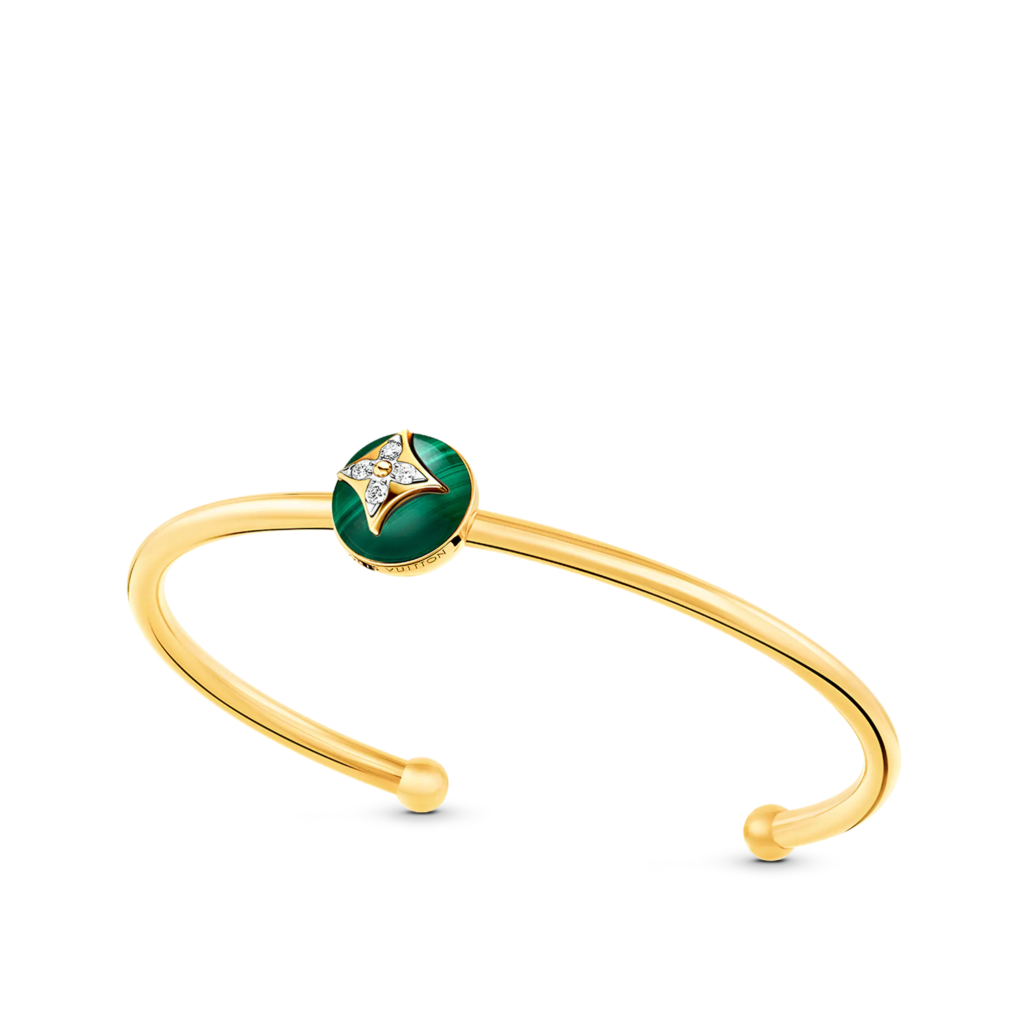 Louis Vuitton B Blossom Open Bangle, Yellow Gold, White Gold, Malachite And Diamonds
