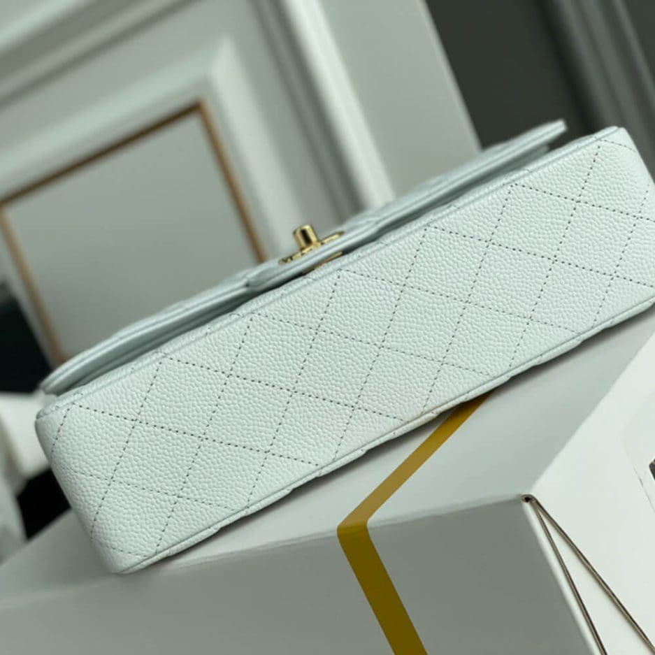 Chanel Classic Flap Handbag Gold Metal