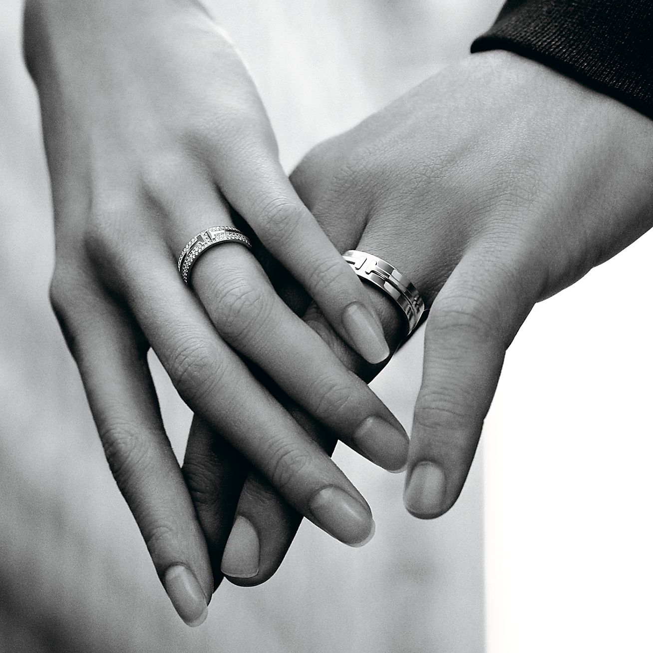 Tiffany & Co. T Wide Pave Diamond Ring in Stainless steel and gold plating White Gold