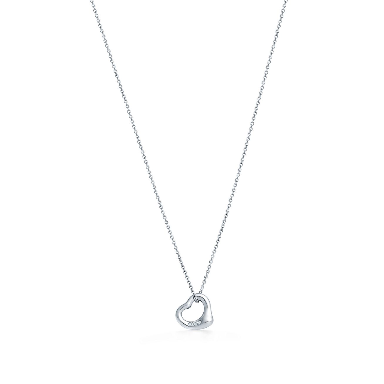 Tiffany & Co. Elsa Peretti Open Heart Pendant in Platinum with Diamonds