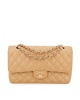 CHANEL Dark Beige Caviar Medium Classic Double Flap Bag