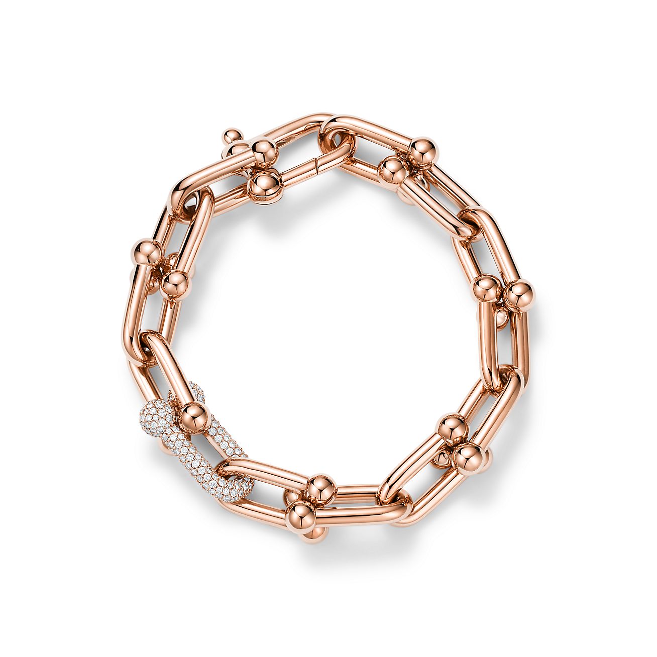 Tiffany & Co. HardWear Large Link Bracelet in Rose Gold with Diamonds
