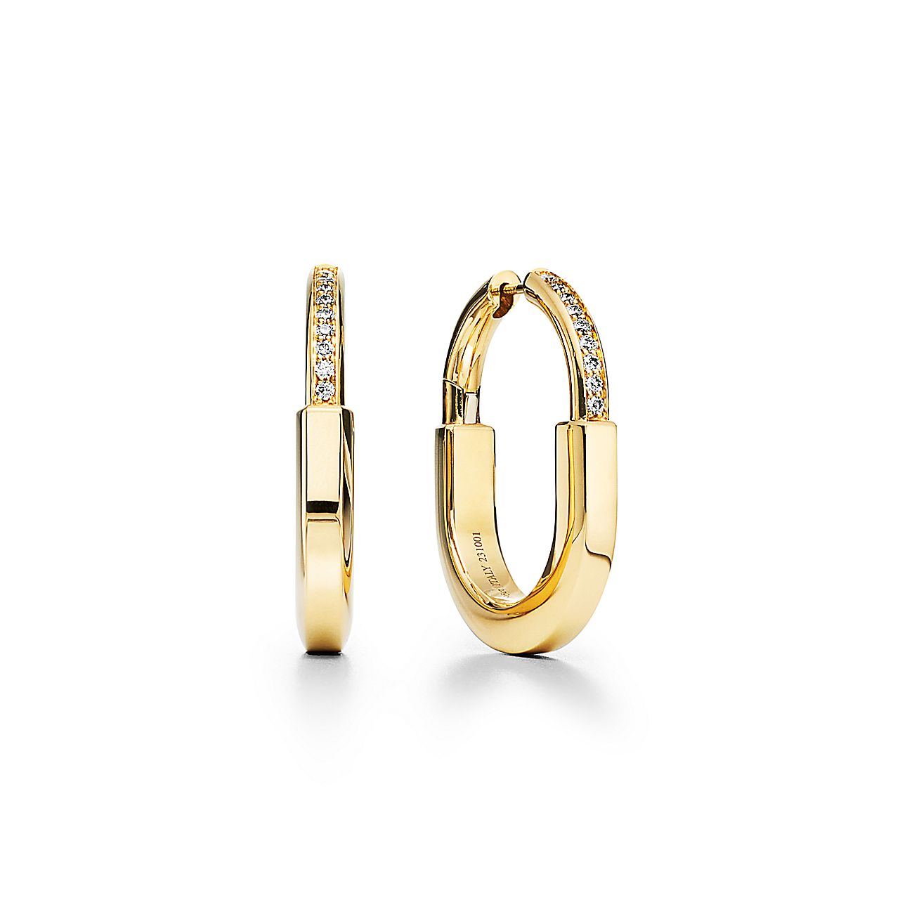 Tiffany & Co. Lock Earrings in Yellow Gold with Diamonds, Medium