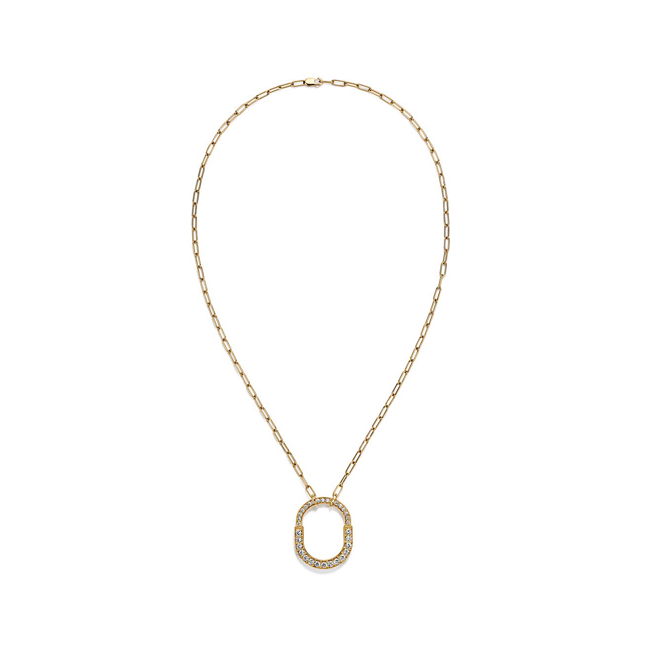 Tiffany & Co. Lock Pendant in Yellow Gold with Pave Diamonds, Medium
