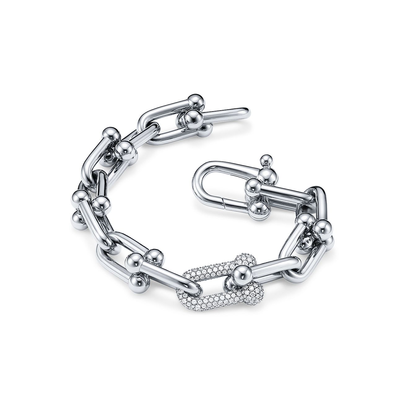 Tiffany & Co. HardWear Large Link Bracelet in White Gold with Diamonds