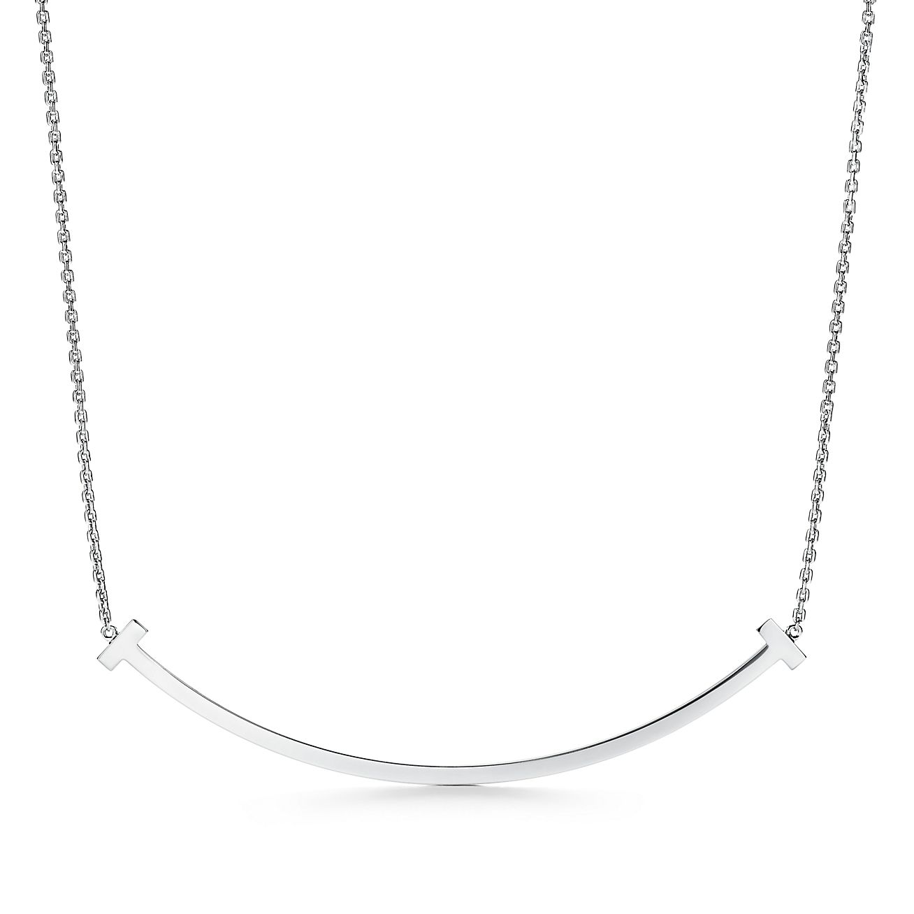 Tiffany & Co. T Extra Large Smile Pendant in Stainless steel and gold plating White Gold