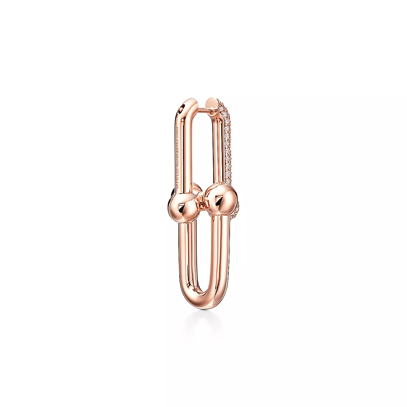 Tiffany & Co. HardWear Link Earrings in Stainless steel and gold plating Rose Gold with Pave Diamonds