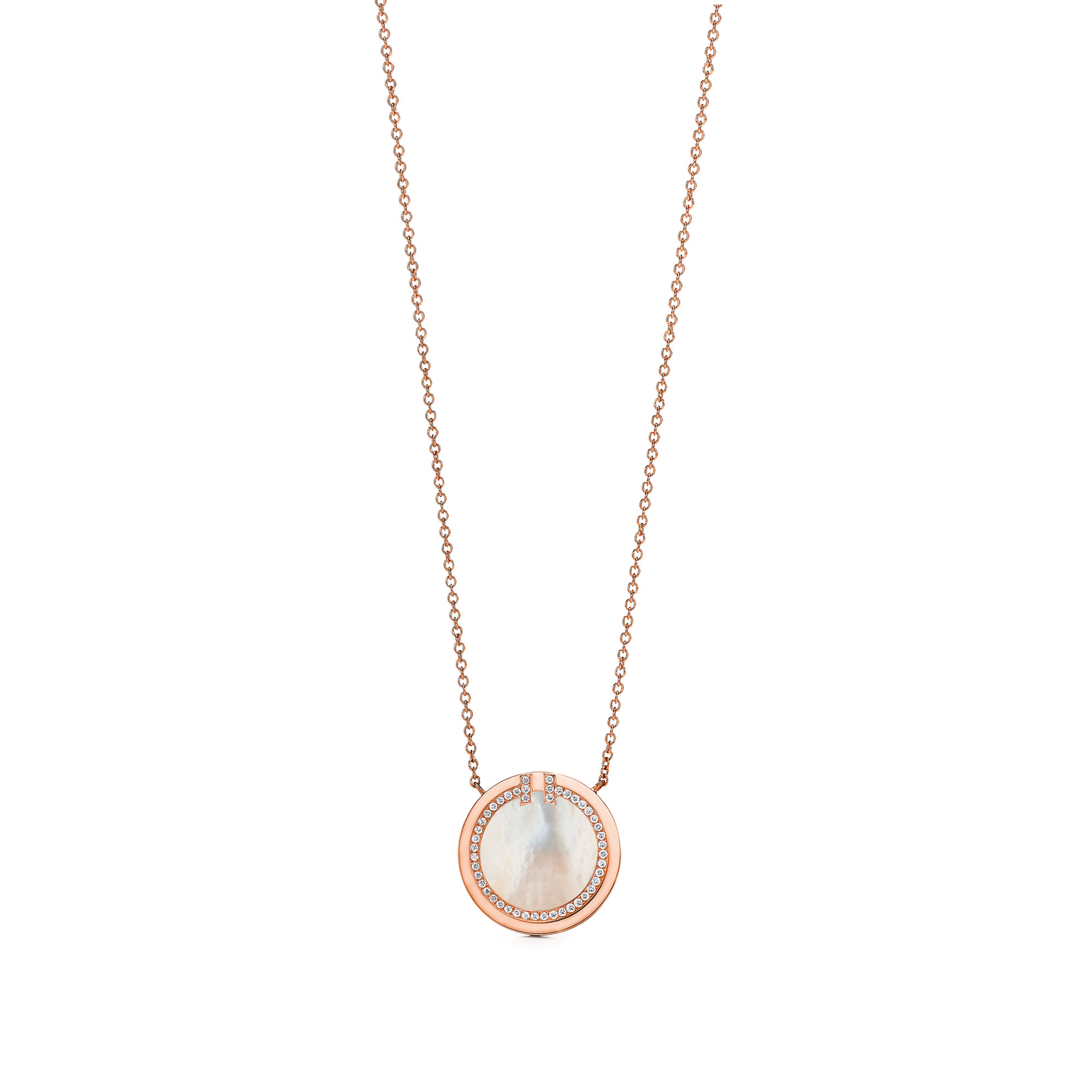 Tiffany & Co. T Diamond and Mother-of-pearl Circle Pendant in Rose Gold