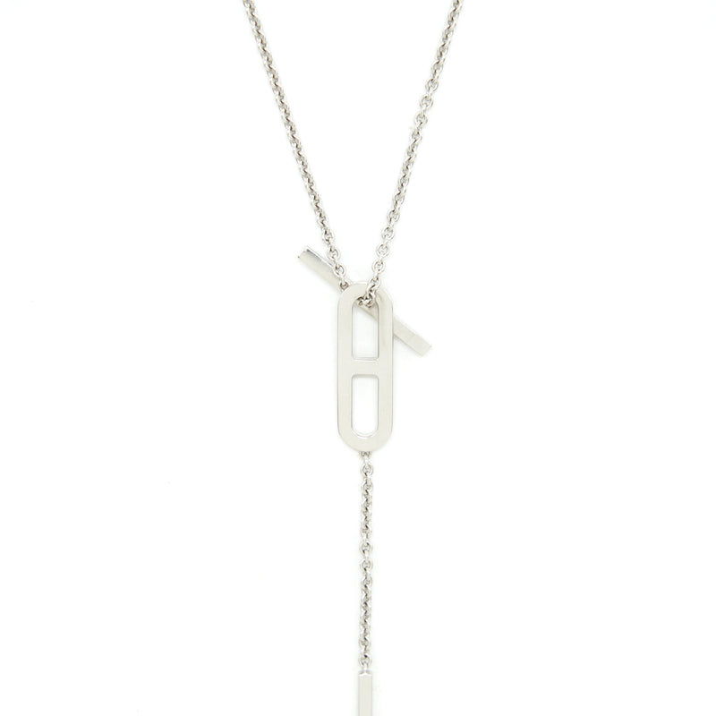 Hermes EVER CHAIN D'ANCRE NECKLACE, SMALL MODEL, Stainless steel and gold plating WHITE GOLD WITH DIMOND