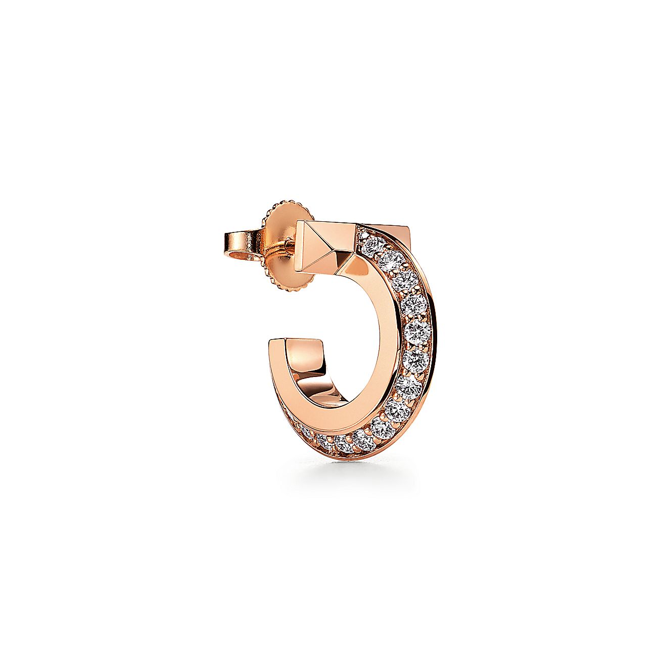 Tiffany & Co. T T1 Hoop Earrings in Rose Gold with Diamonds