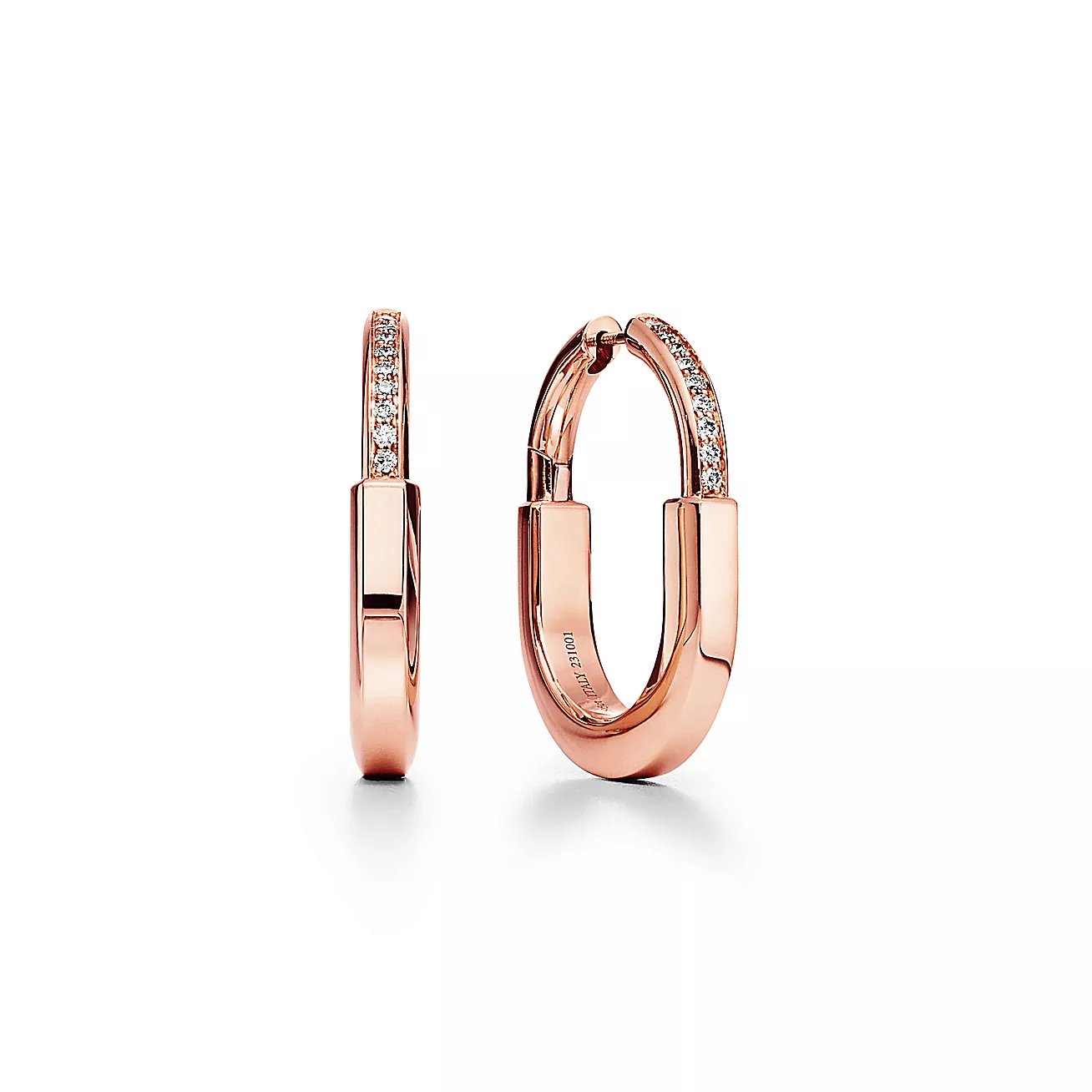 Tiffany & Co. Lock Earrings in Rose Gold with Diamonds, Medium