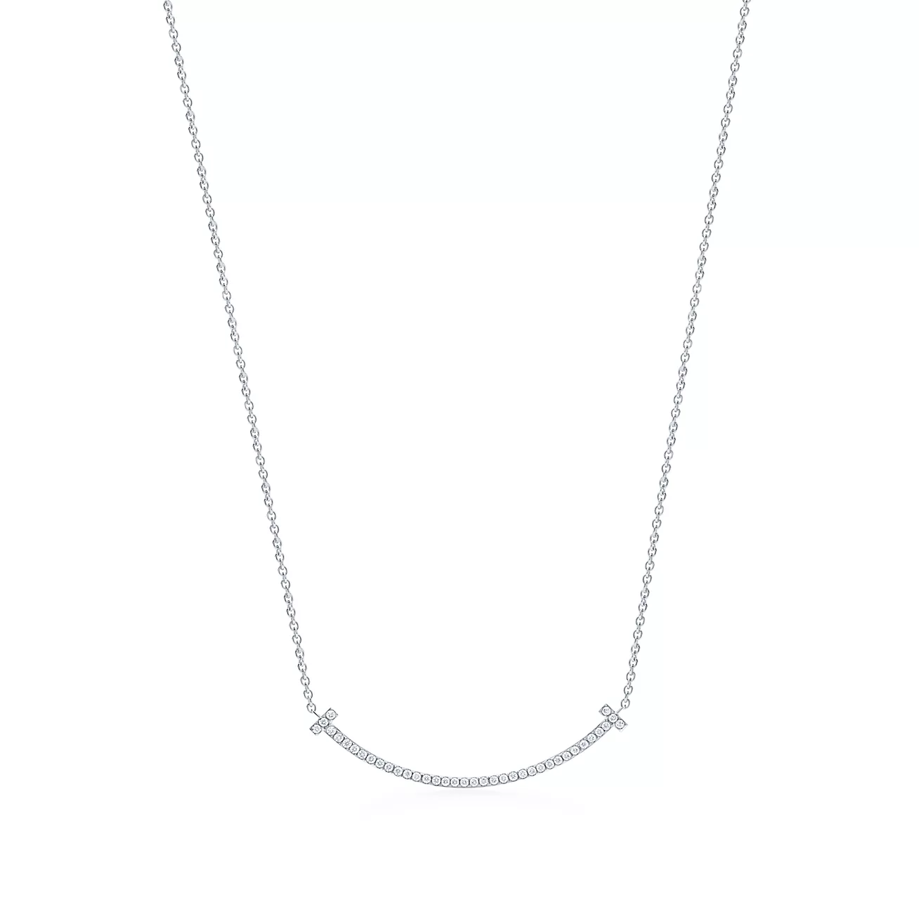 Tiffany & Co. T Smile Pendant in White Gold with Diamonds, Small