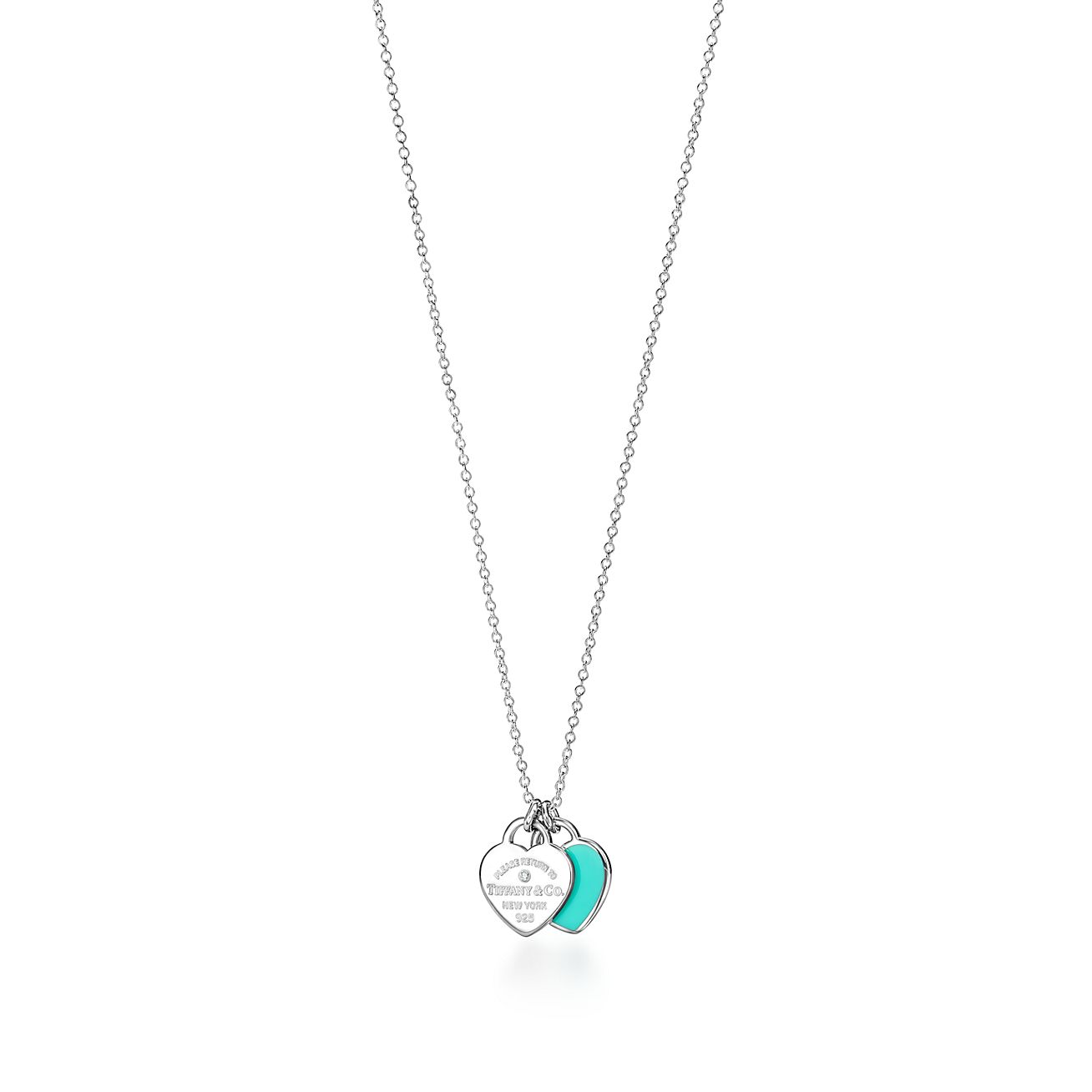 Tiffany & Co. Return to  Heart Pendant in Silver,  Blue with a Diamond, Mini