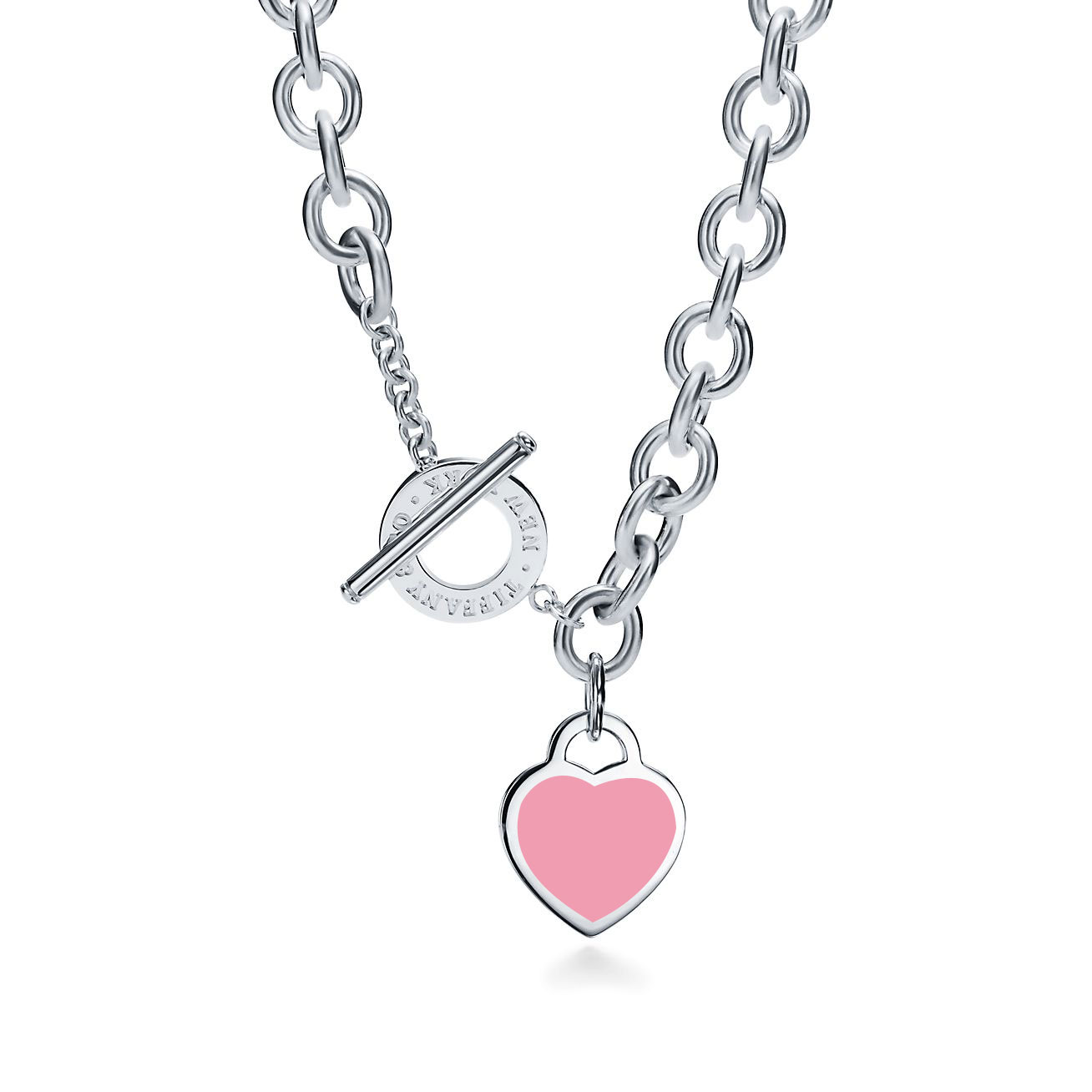 Tiffany & Co. Return to  Heart Tag Toggle Pink Necklace in Silver