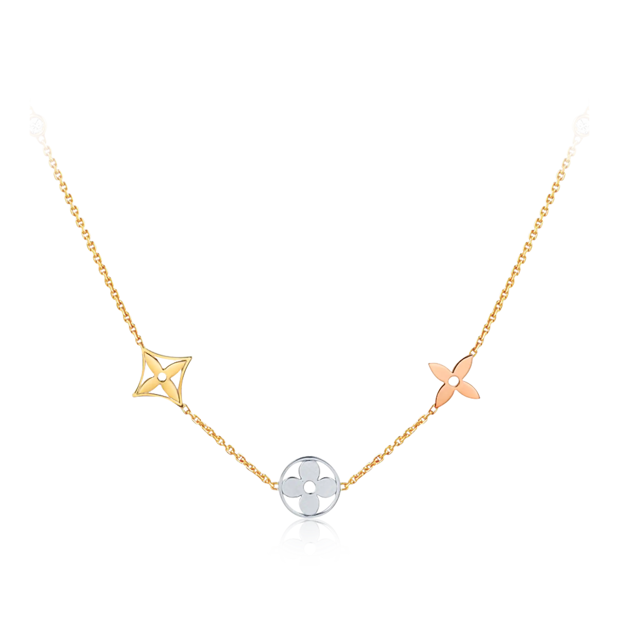 Idylle Blossom sautoir, 3 golds and diamonds