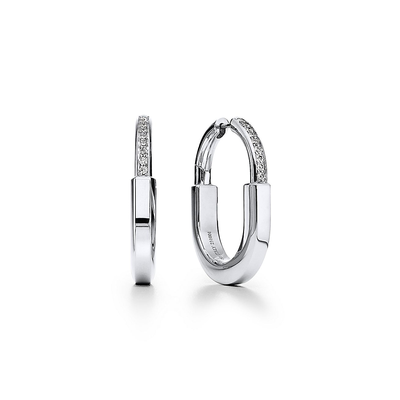 Tiffany & Co. Lock Earrings in White Gold with Diamonds, Medium