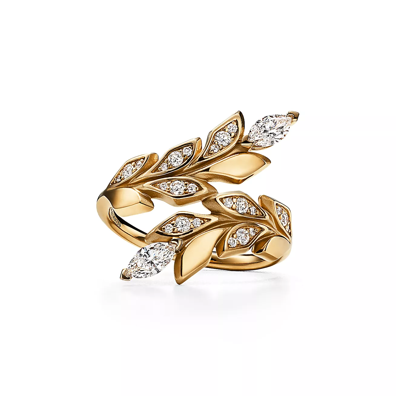 Tiffany & Co. Victoria Vine Bypass Ring in Yellow Gold with Diamonds