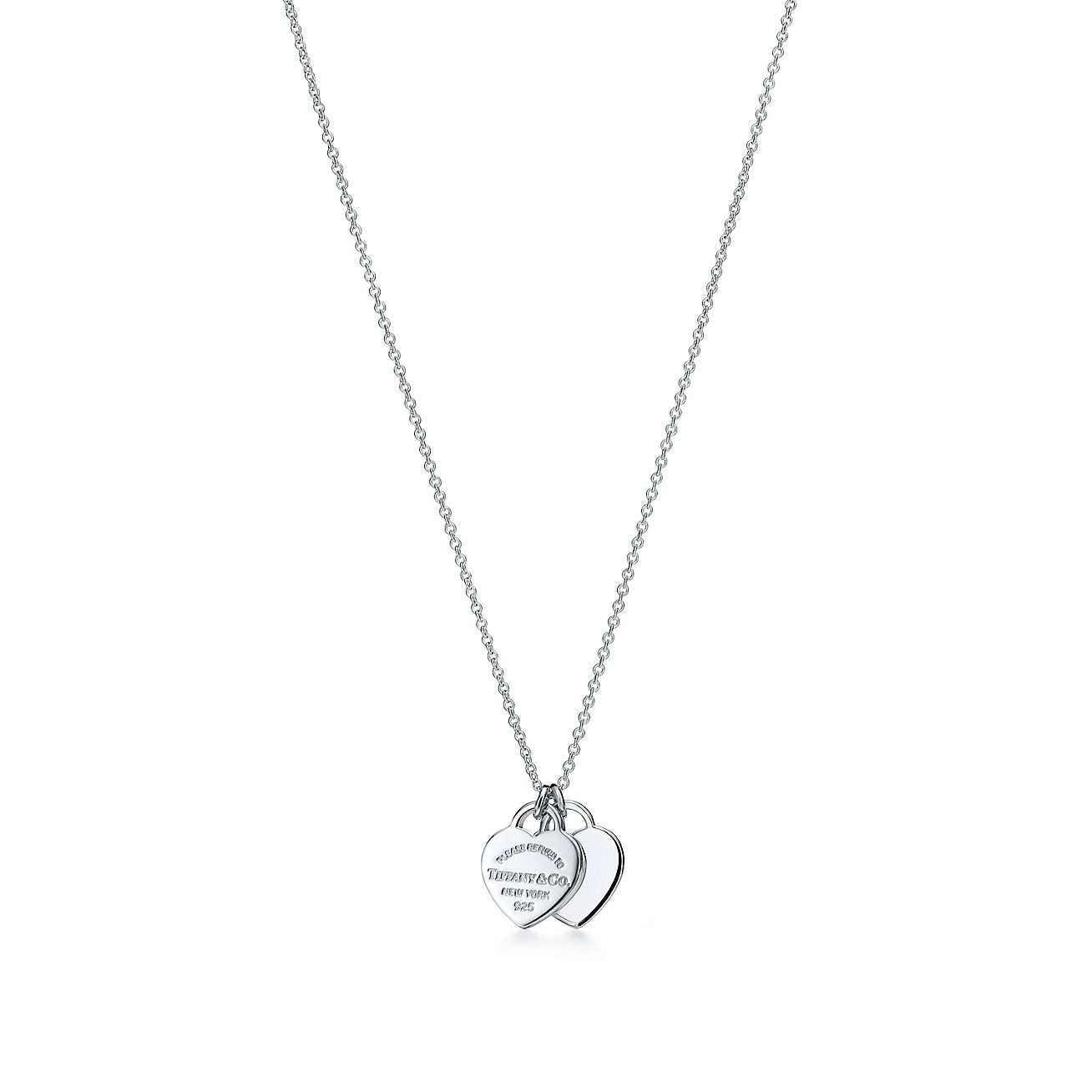 Tiffany & Co. Return to  Double Heart Tag Pendant in Silver, Mini