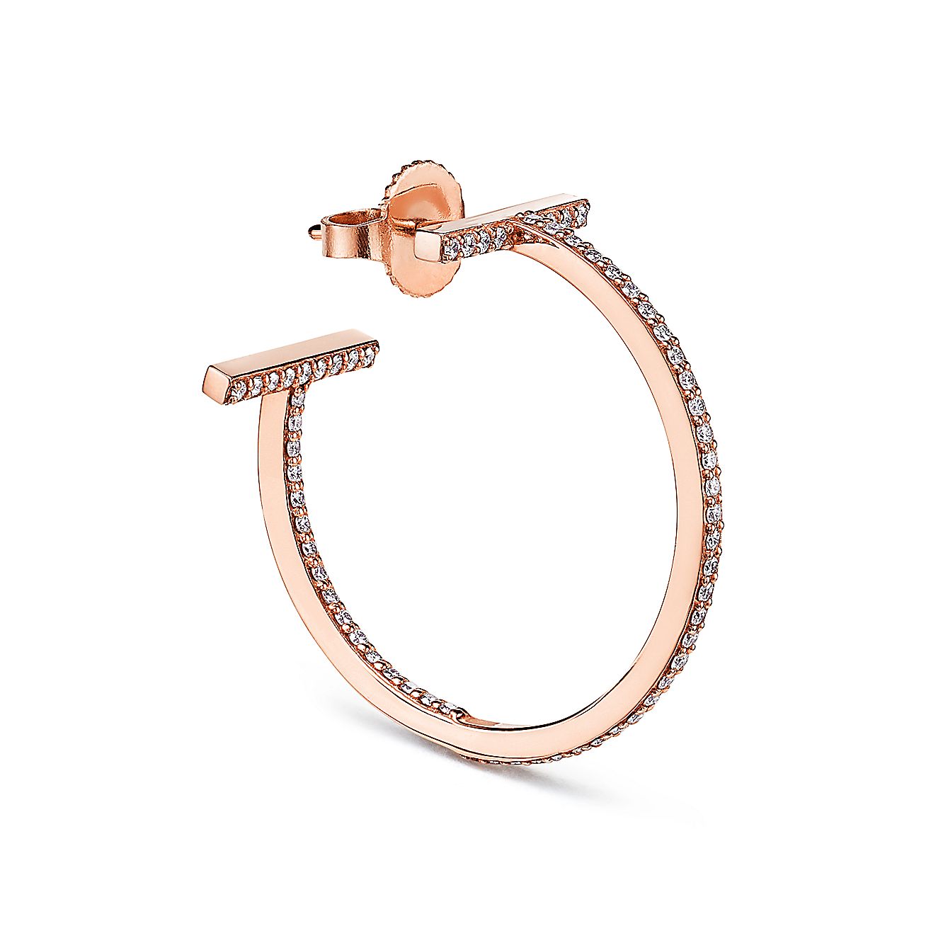 Tiffany & Co. T Diamond Hoop Earrings in Stainless steel and gold plating Rose Gold
