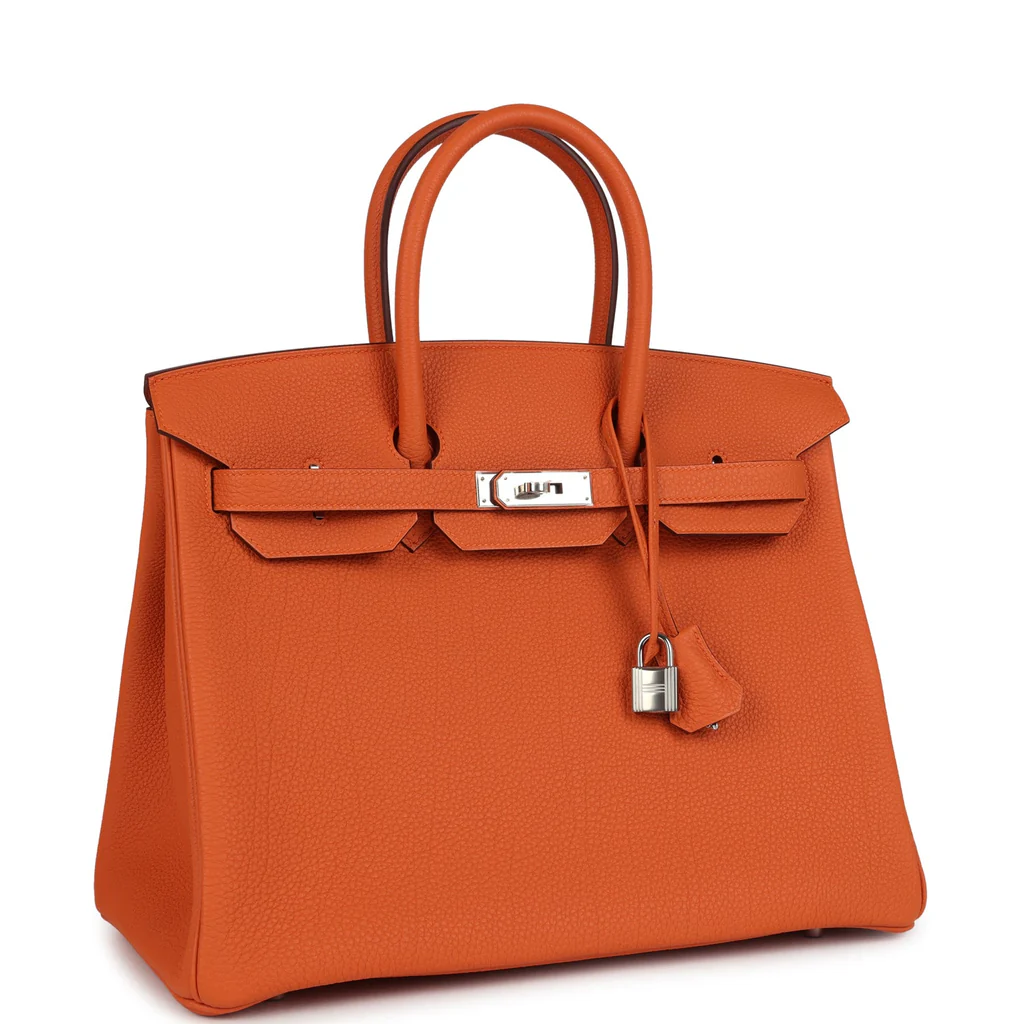 Birkin 25 Orange Togo Palladium Hardware