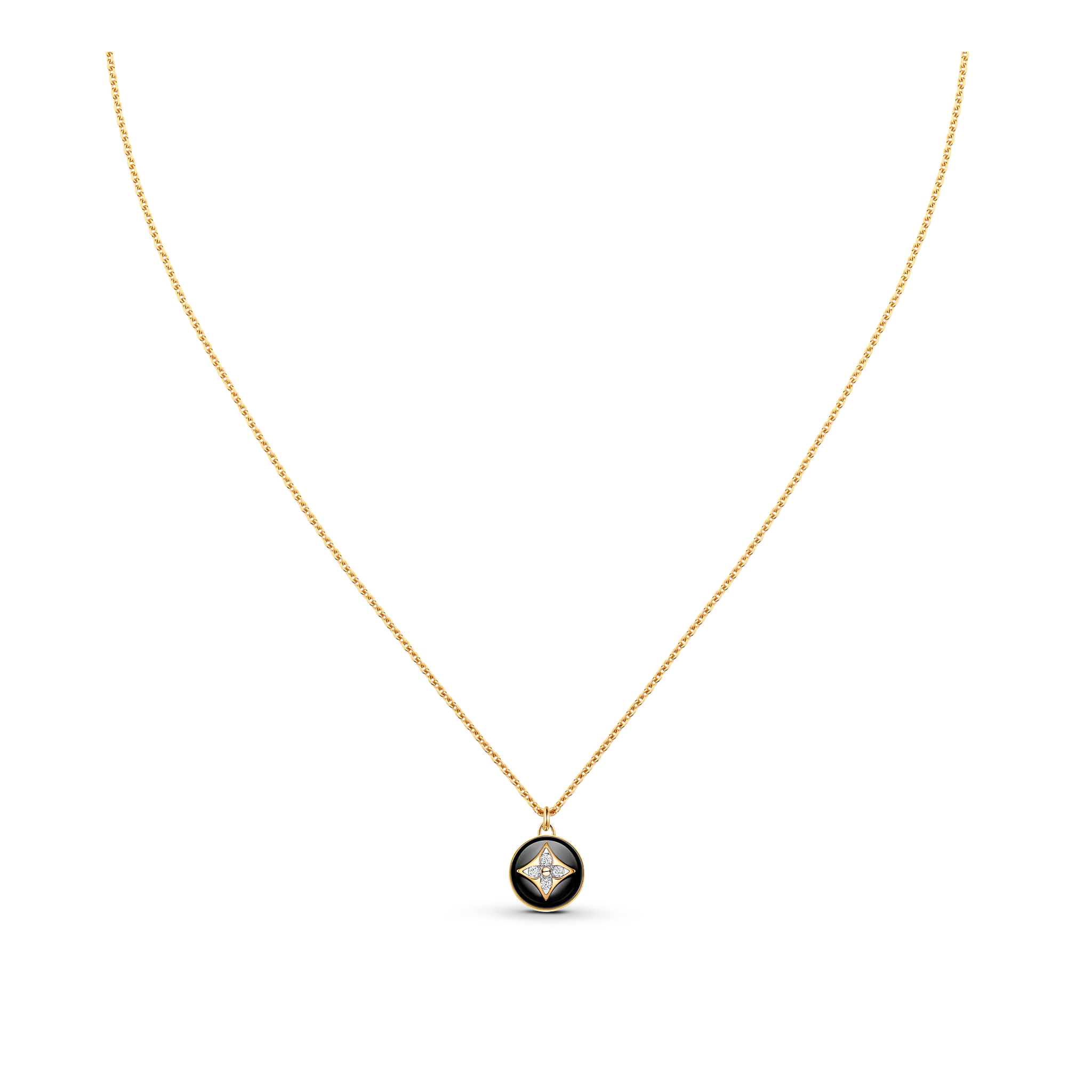 Louis Vuitton B Blossom Pendant, Yellow Gold, White Gold, Onyx And Diamonds