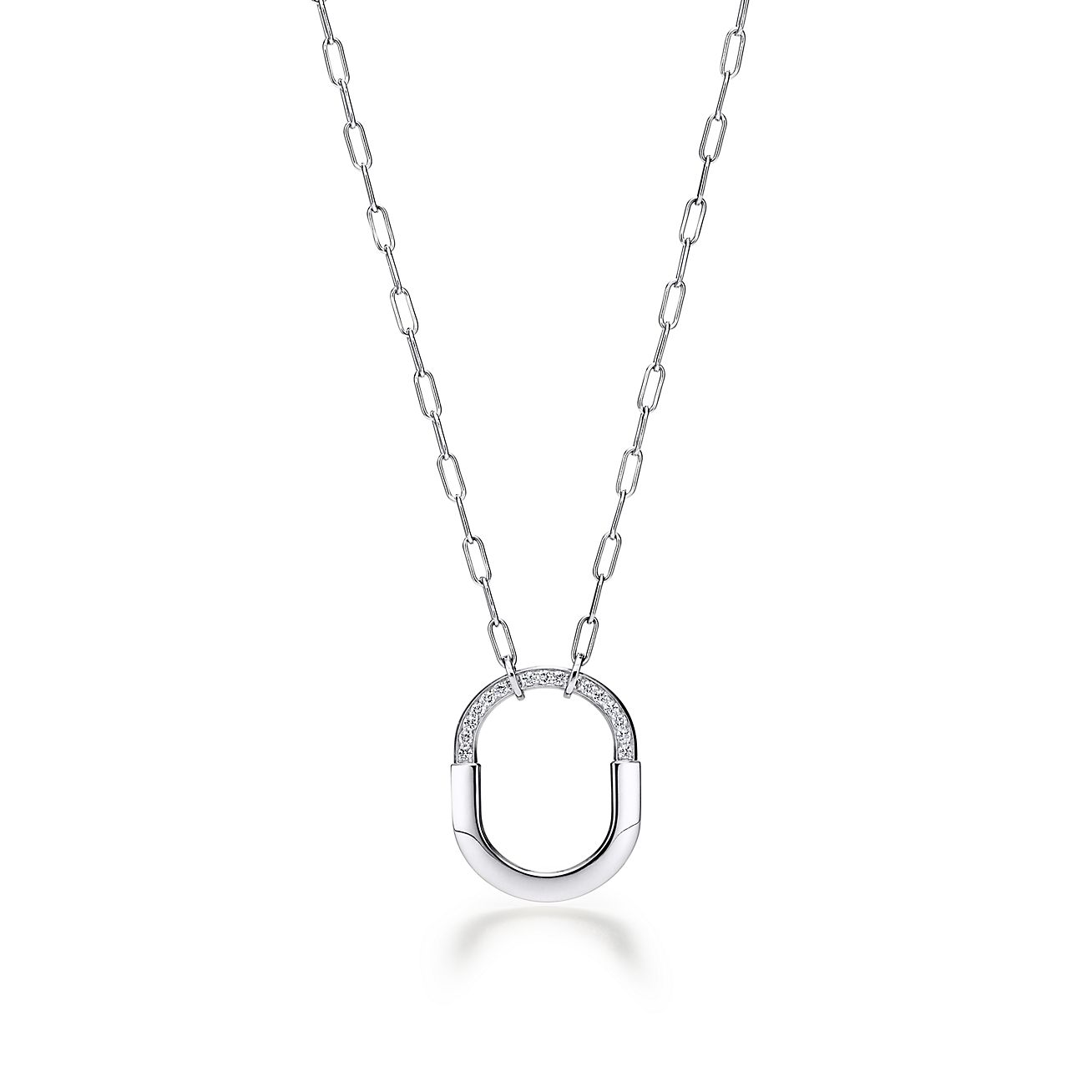 Tiffany & Co. Lock Pendant in White Gold with Diamonds, Medium