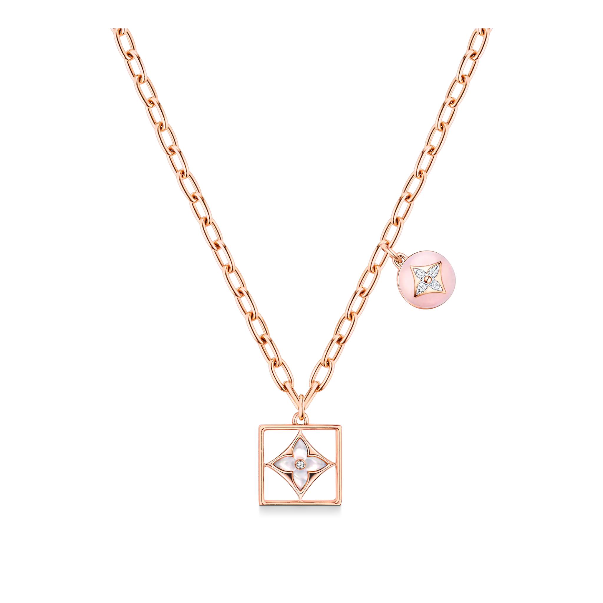 Louis Vuitton B Blossom Necklace, Pink Gold, White Gold, Pink Opal, White Mother-Of-Pearl And Diamonds