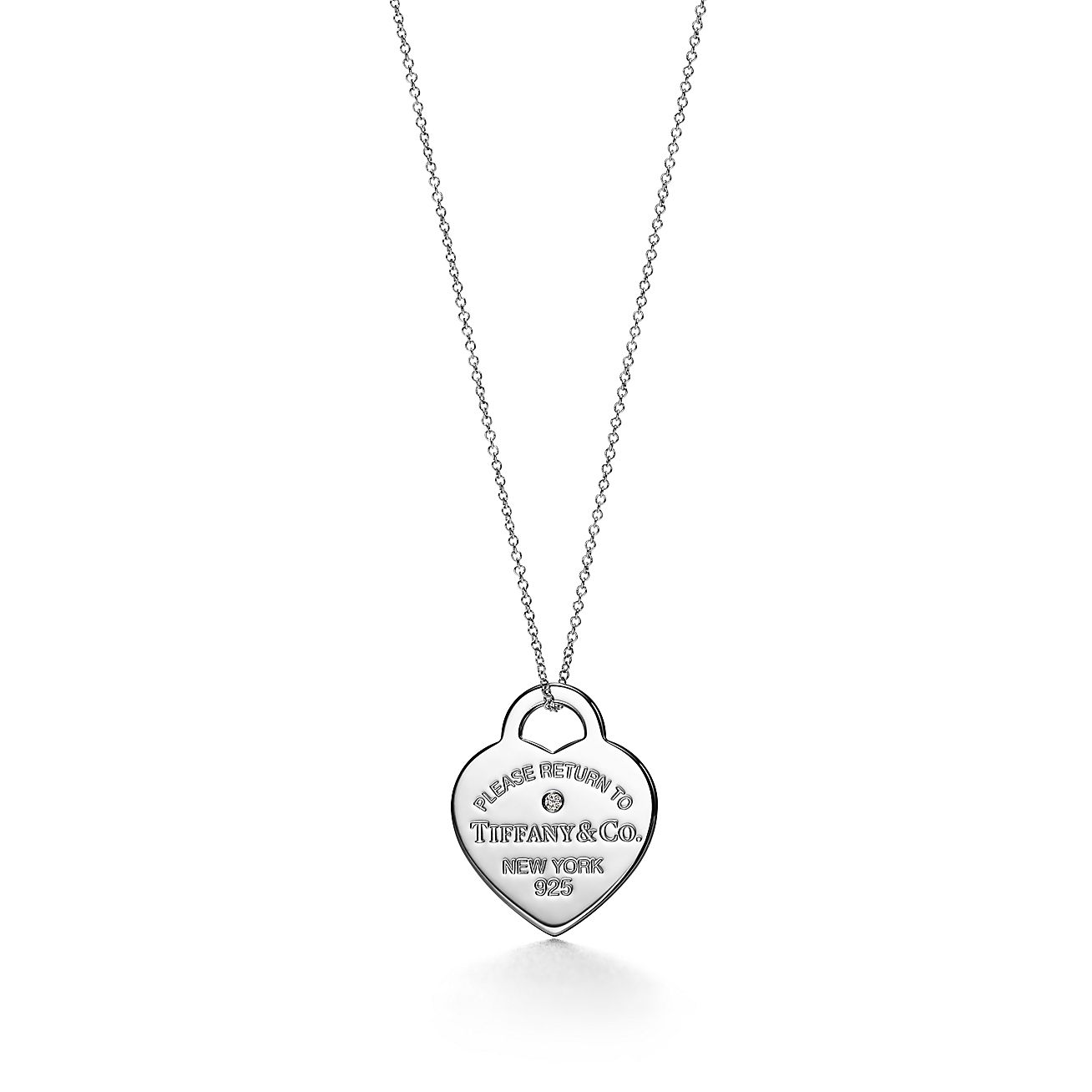 Tiffany & Co. Return to  Heart Tag Pendant in Sterling Silver with a Diamond, Medium