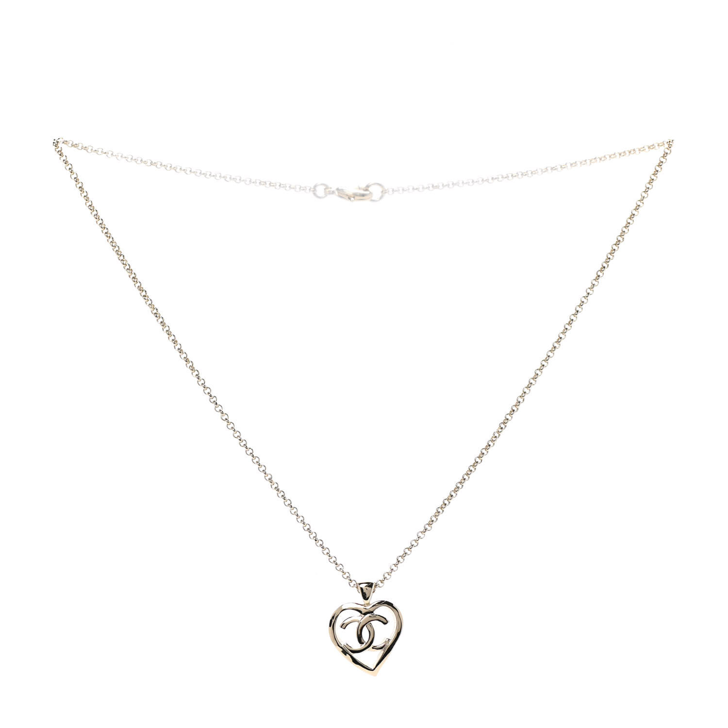 Double C Heart Chain Pendant Necklace Gold