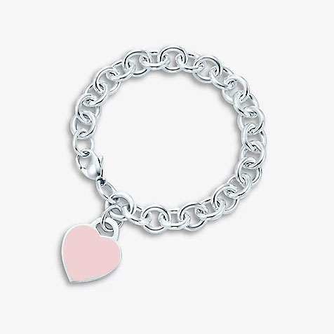 Tiffany & Co. Return to  Heart Tag Pink Enamel Bracelet in Sterling Silver