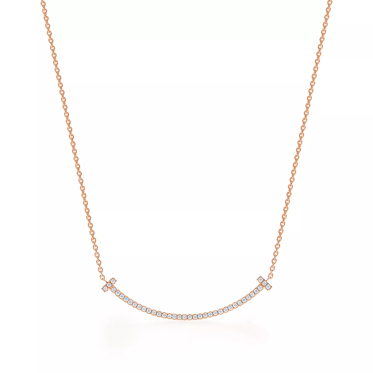 Tiffany & Co. T Smile Pendant in Rose Gold with Diamonds, Smal