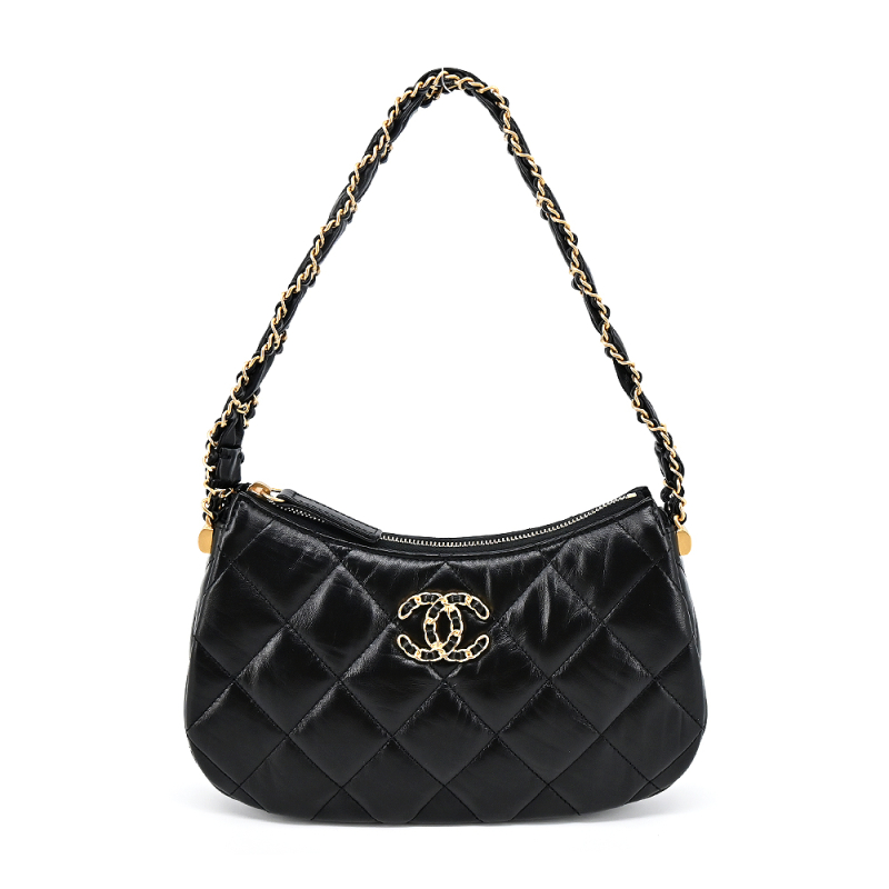 Chanel Aged Calfskin Quilted Small 19 Hobo Black