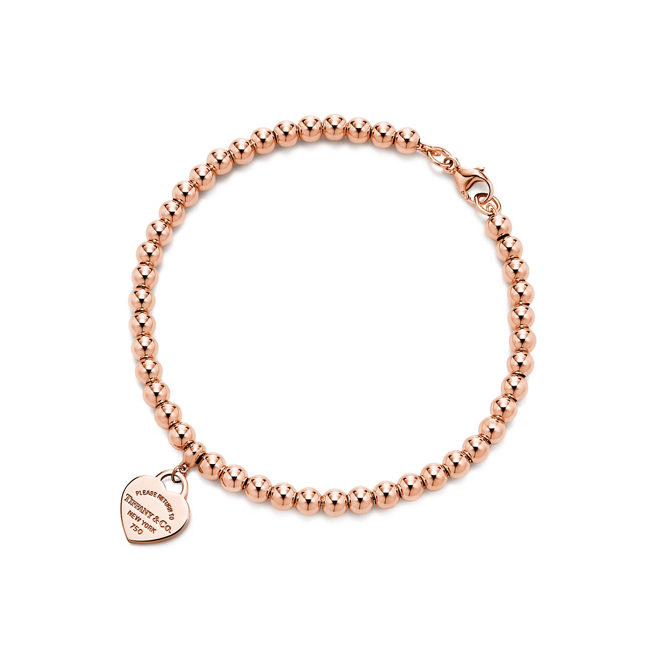 Tiffany & Co. Return to  Heart Tag Bead Bracelet in Rose Gold, 4 mm