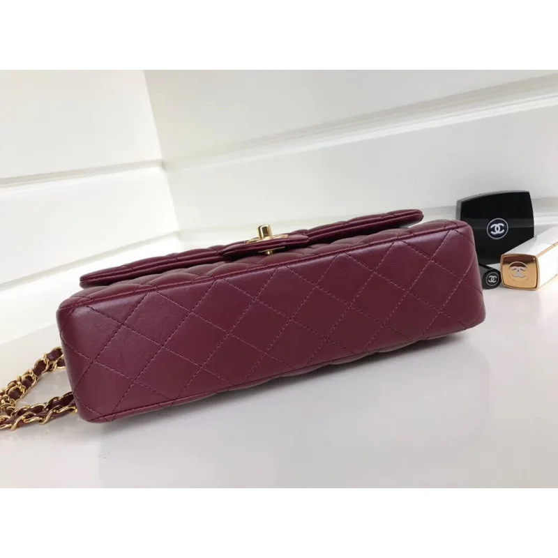 Chanel 1112 Burgundy Medium Size 2.55 Lambskin Leather Flap Bag