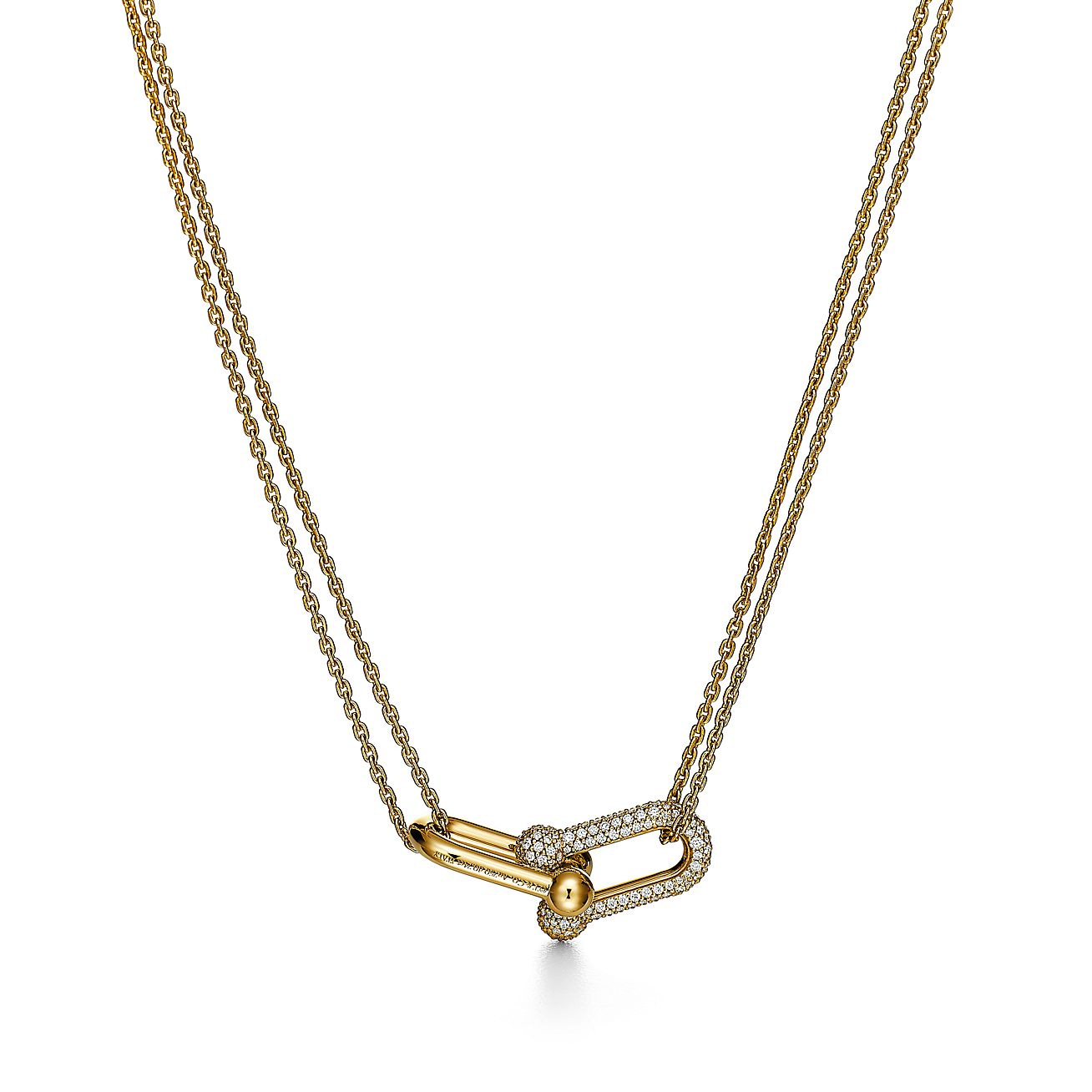 Tiffany & Co. HardWear Link Pendant in Yellow Gold with Pave Diamonds